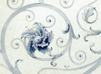 Detail from Measured drawing of wrought-iron gates etc, Frederick Harold Fowler (1885 – 1977), pen and blue ink wash, 1912