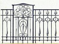 Detail from Design for Cast Iron Balcony Railing, Frederick Harold Fowler (1885 – 1977), pen and ink, 1905