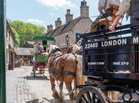 Horse pulling a cart through the streets of Blists Hill Victorian Town
