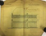 Cast-iron gate for Green Lanes Convenience, pencil on tracing paper, Coalbrookdale Company, 1904. For the client Rowley Brothers, builders, Tottenham. [2022.16/H34] 