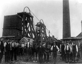 Workers at Madeley Wood Company’s Kemberton Colliery, c.1900.