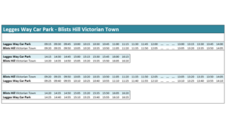Shuttle Bus Timetable - Victorian Christmas Weekends