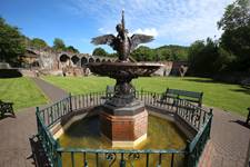 The Boy and Swan Fountain in Coalbrookdale, now fully restored