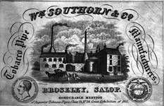  A copy of a letterhead showing William Southorn and Co. tobacco pipeworks, Broseley, 1851.