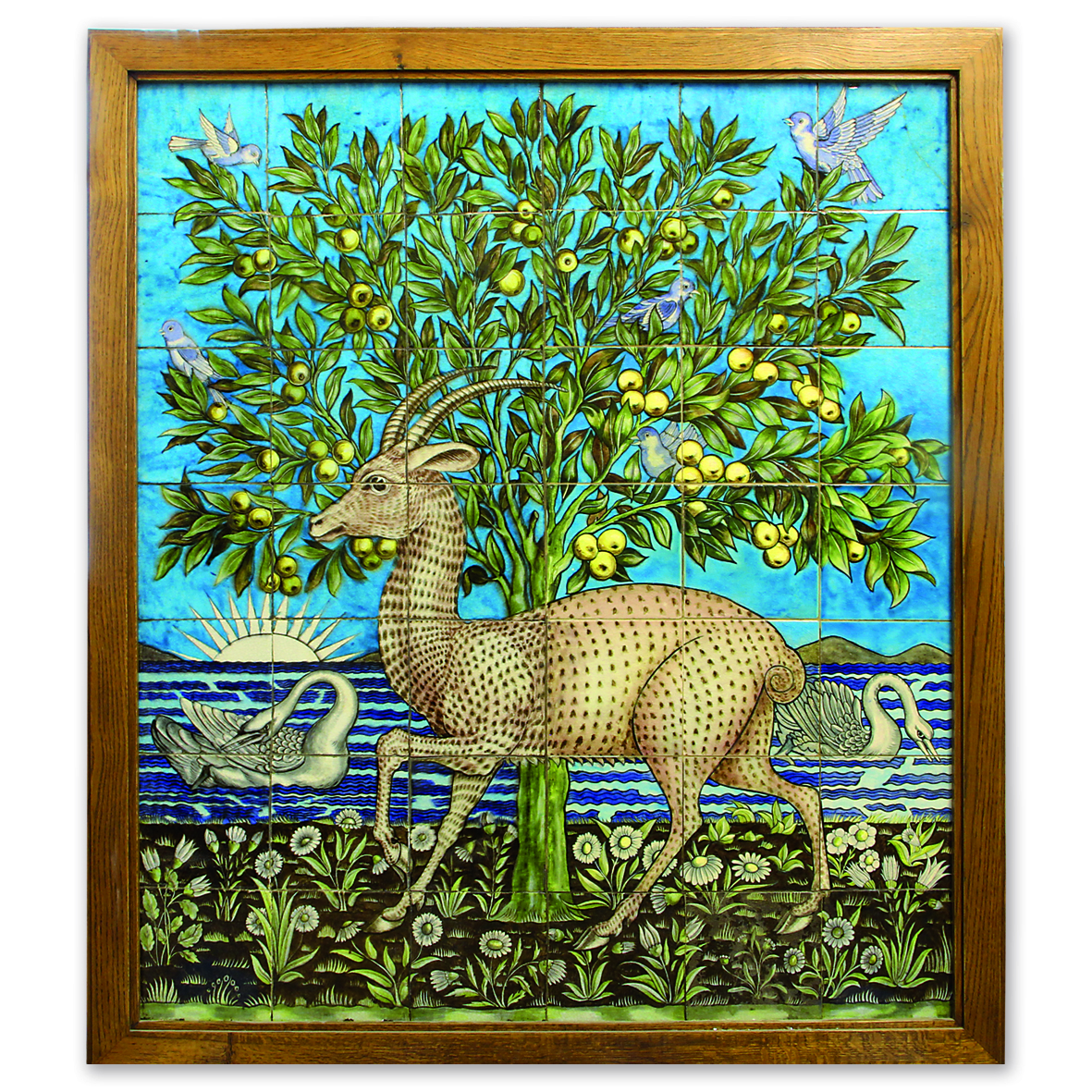 Arts and Crafts Deer Panel, William de Morgan c1870