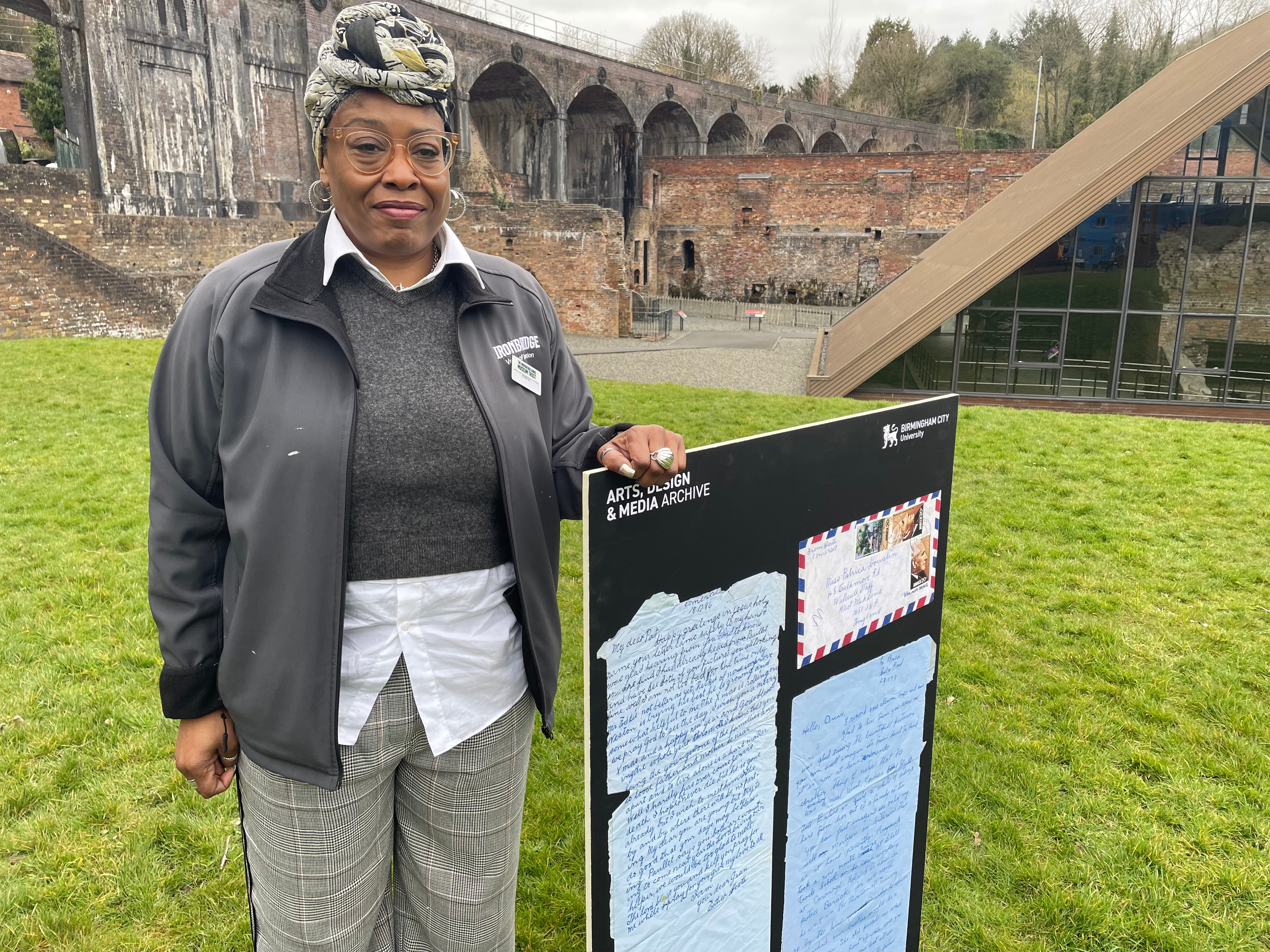 Andrea Nelson, Community Engagement And DEI Manager At The Ironbridge Gorge Museum Trust, With A Back A Yard Board 04 03 25