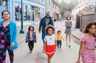 Family on Canal Street at Blists Hill Victorian Town
